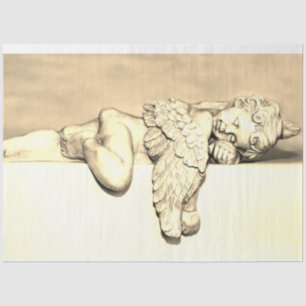 Guardian Angel Sleeping Decoupage 20x30 Sepia Tissue Paper