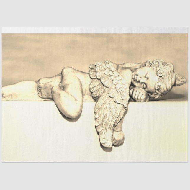 Guardian Angel Sleeping Decoupage 20x30 Sepia Tissue Paper (Front)