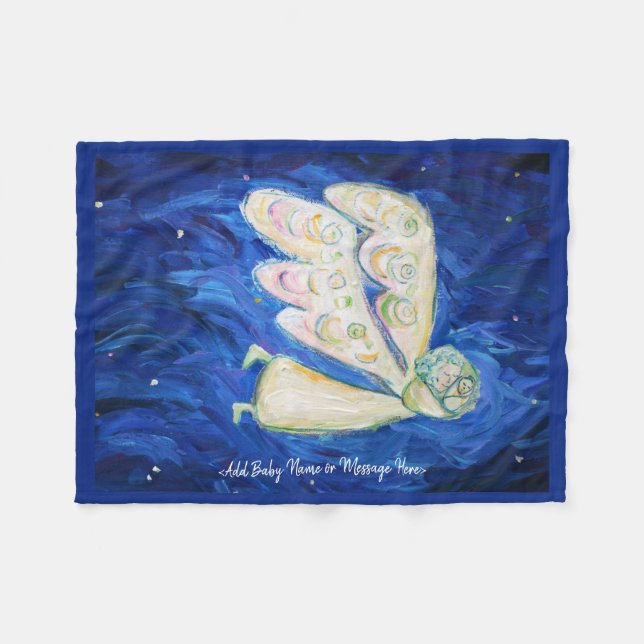 Guardian Angel Soft Fleece Custom Baby Blankets (Front (Horizontal))