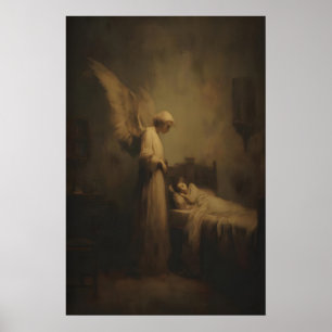 Guardian Angel Watching Over Sleeping Child Poster