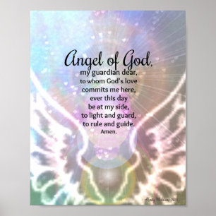 Guardian Angel Watercolor Wings Catholic Prayer Poster