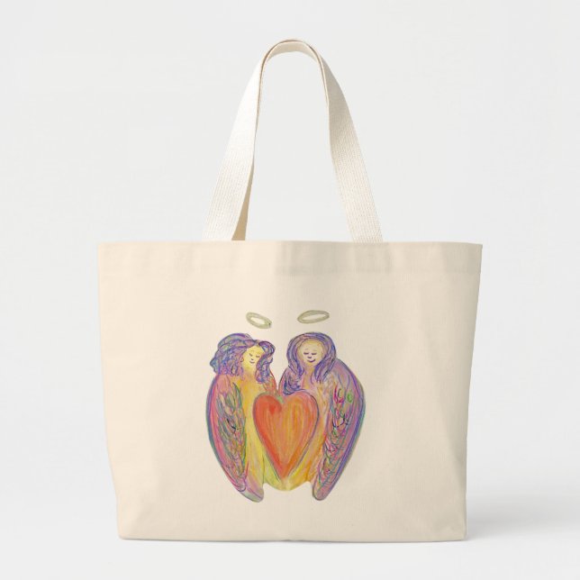Guardian Angel Wings Loving Heart Art Tote Bag (Front)