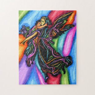Guardian Angel With Child Abstract Original art Jigsaw Puzzle