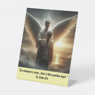Guardian Angel With Man Pedestal Sign