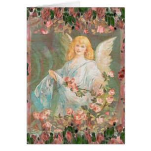 Guardian Angel with Pink Roses