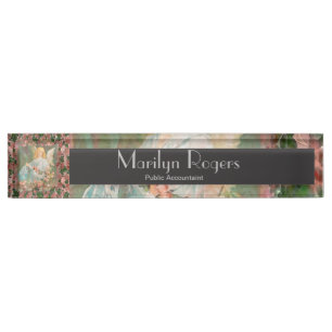 Guardian Angel with Pink Roses Nameplate