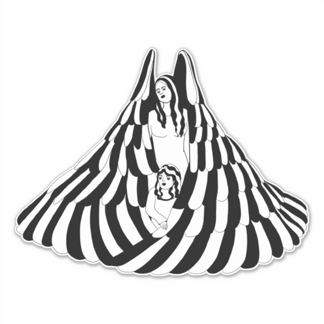 Guardian Angel Woman little girl spiritual Art   (Front)