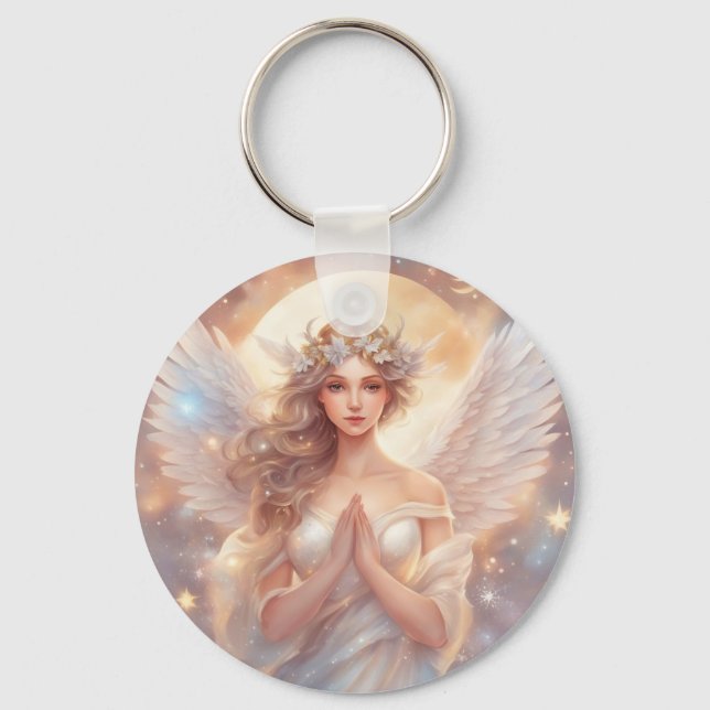 guardian angels, pastel paintings key ring (Front)