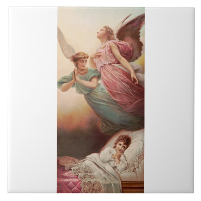 Guardian angels with child ceramic tile (Front)