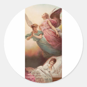 Guardian angels with child classic round sticker
