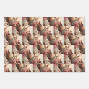 Guardian angels with child wrapping paper sheet