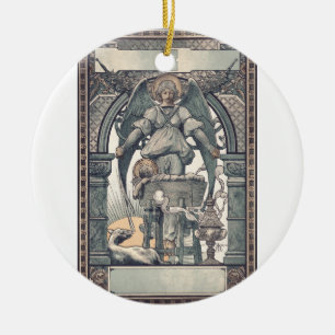Guardian angels with Jesus child Ceramic Ornament