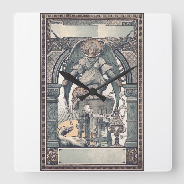 Guardian angels with Jesus child Square Wall Clock (Front)