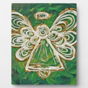 Guardian Green Angel Painting Art Gift Plaque