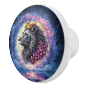 Guardian of Light - Lion of the Moonlit Realm. Ceramic Knob