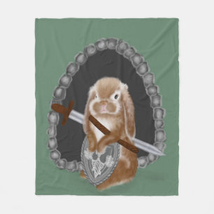 Guardian of the Burrow: Brave Bunny Defender Fleece Blanket