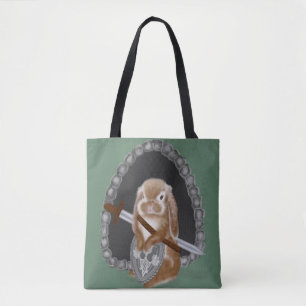 Guardian of the Burrow: Brave Bunny Defender Tote Bag