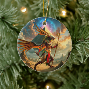 Guardian of the Celestial Gate – Anubis Ceramic Ornament