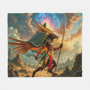 Guardian of the Celestial Gate – Anubis Fleece Blanket