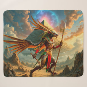 Guardian of the Celestial Gate – Anubis Sherpa Blanket
