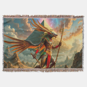 Guardian of the Celestial Gate – Anubis Throw Blanket