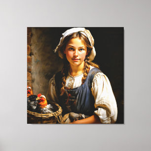 "Guardian of the Flock" "Sara" Dutch Girl Portrait Canvas Print