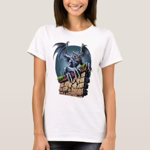 Guardian of the Heights: A Gothic Gargoyle Artwork T-Shirt