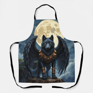 Guardian of the Moon – The Black Winged Wolf Apron