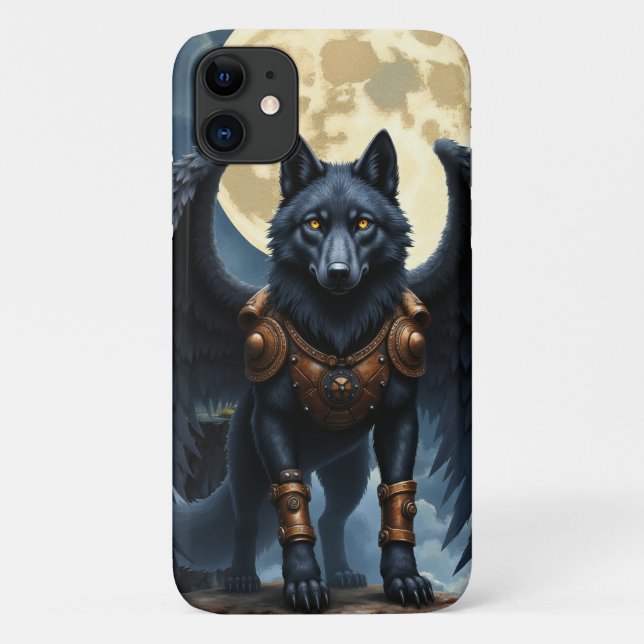 Guardian of the Moon – The Black Winged Wolf Case-Mate iPhone Case (Back)