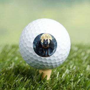 Guardian of the Moon – The Black Winged Wolf Golf Balls
