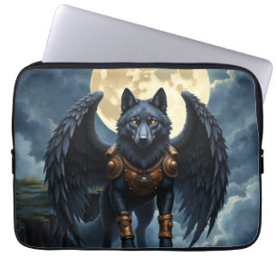 Guardian of the Moon – The Black Winged Wolf Laptop Sleeve