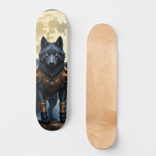 Guardian of the Moon – The Black Winged Wolf Skateboard