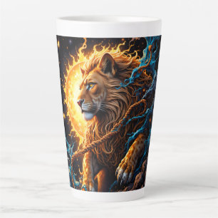 Guardian of the Solar Threshold – Lion of Balance Latte Mug