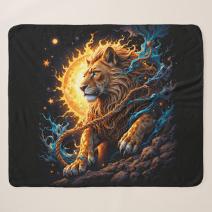 Guardian of the Solar Threshold – Lion of Balance Sherpa Blanket