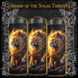 Guardian of the Solar Threshold – Lion of Balance Thermal Tumbler