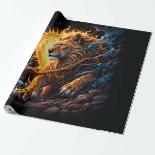 Guardian of the Solar Threshold – Lion of Balance Wrapping Paper
