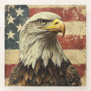 Guardian of the Stars and Stripes Glass Coaster