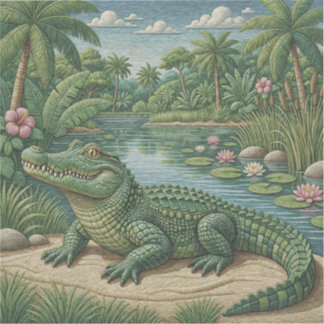 Guardian of the Wetlands Embroidered Crocodile