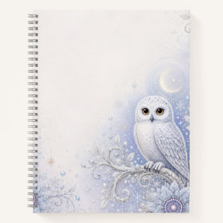 Guardian of Winter's Night – Delicate Snowy Owl in Notebook
