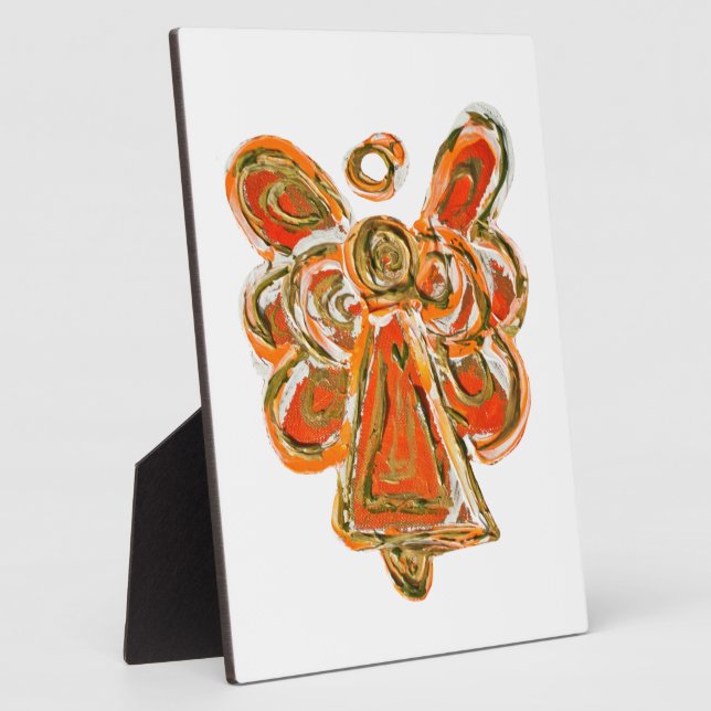 Guardian Orange Angel Painting Art Gift Plaque (Side)