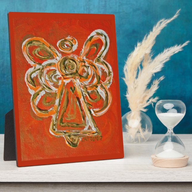 Guardian Orange Angel Painting Art Gift Plaque (Side)