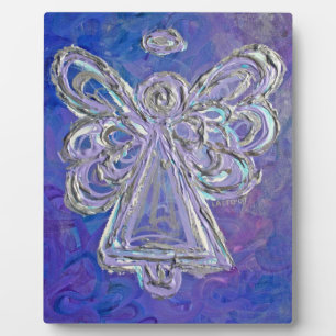Guardian Purple Angel Painting Art Gift Plaque