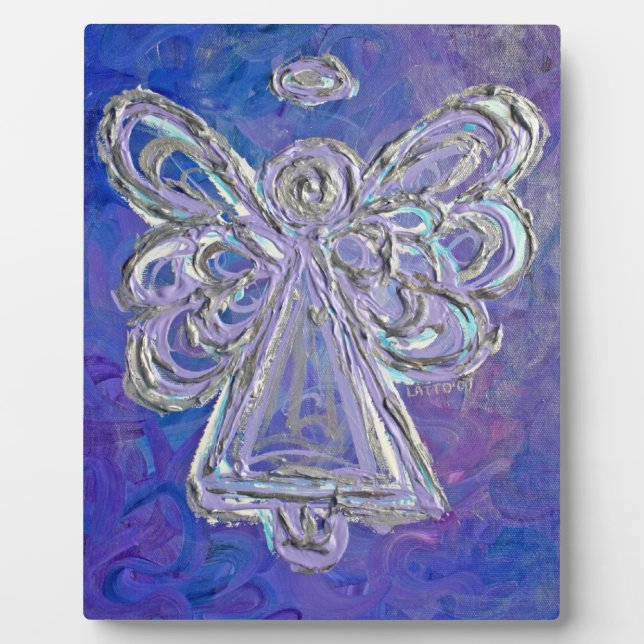 Guardian Purple Angel Painting Art Gift Plaque (Front)