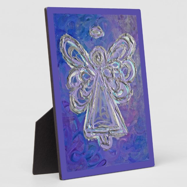 Guardian Purple Angel Painting Art Gift Plaque (Side)