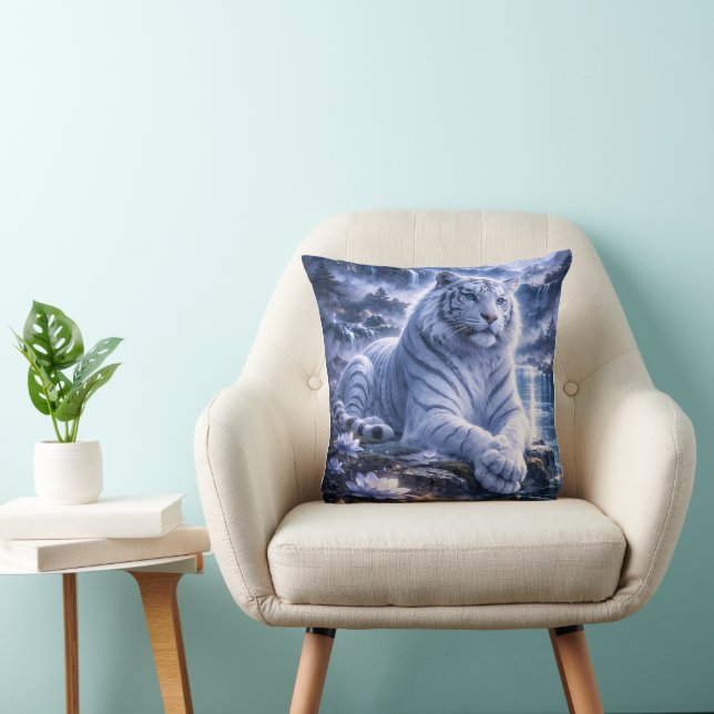 Guardian White Tiger – Silent Strength and Gentle  Cushion (Chair)