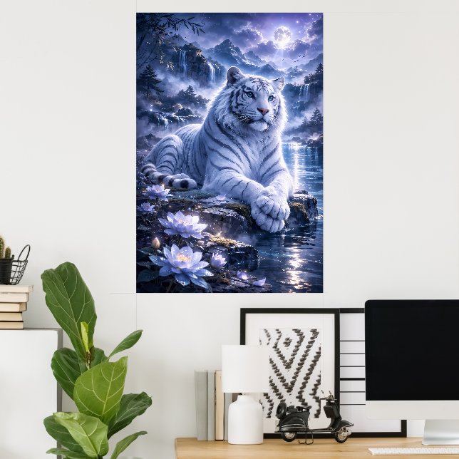 Guardian White Tiger – Silent Strength and Gentle  Poster (Home Office)
