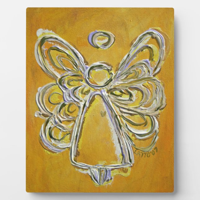 Guardian Yellow Angel Painting Art Gift Plaque (Front)