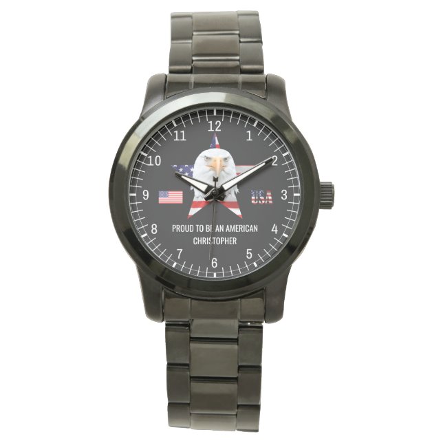 Guarding Eagle, The American Flag, Patriotic Watch (Front)