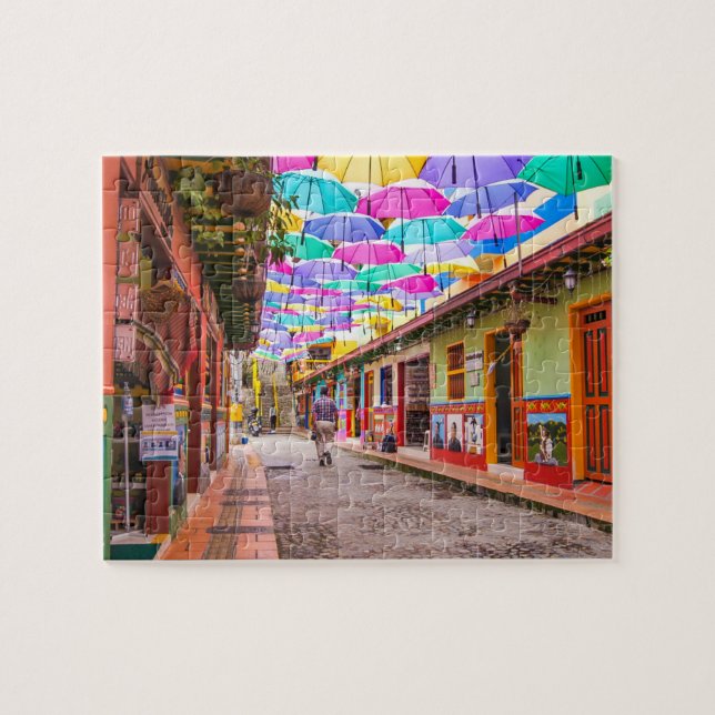 Guatapé, Colombia Umbrella Street Jigsaw Puzzle (Horizontal)