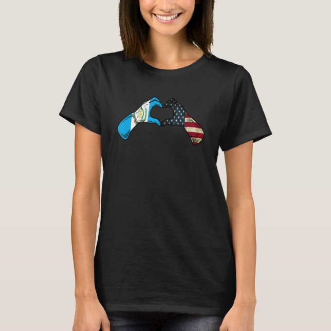 Guatemala American USA Flag  USA Guatemalan Heart T-Shirt (Front)